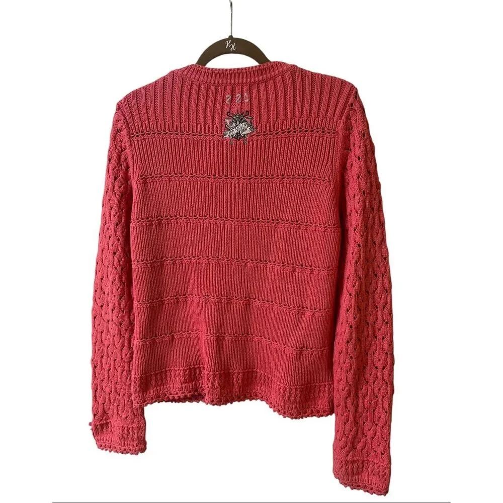 Odd Molly embroidered zip cardigan open work design 100% cotton sz 2/Medium - Picture 2 of 4